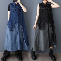 Robe en jean pour femme, style vintage, manches longues, polyvalente et d'aspect antique, nouvelle collection printemps-été