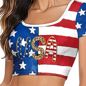 Jour de l'indépendance vêtements pour femmes adultes activités scolaires uniformes de cheerleading étoile rayé impression numérique hauts et jupes - Product Image 5