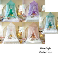 Moustiquaire de plafond ronde double couche en dentelle, style Princesse Royale, rose et bleue, romantique, élégante, pour vente en gros, avec rideau de bar et tente