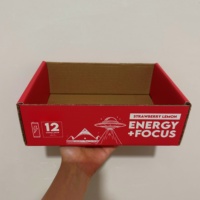 Plateau en carton ondulé imprimé en couleur avec logo personnalisé, fabriqué en carton robuste pour le stockage de boissons et d'aliments en conserve en paquets de 12/24/36.