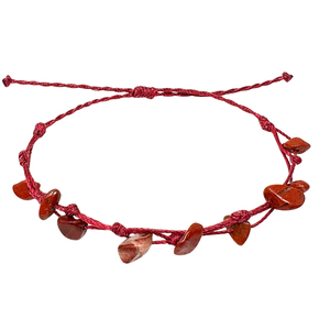Bracciale in diaspro rosso regolabile a mano amuleto in pietra naturale per le donne da uomo bracciali in rilievo con filo cerato resistente - Product Image 1