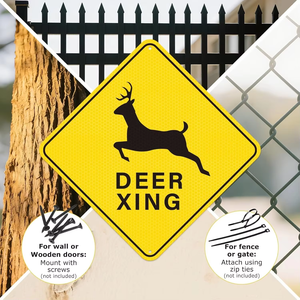 Panneau de signalisation routière réfléchissant en nid d'abeille <span class=keywords><strong>pour</strong></span> passage de faune, <span class=keywords><strong>plaque</strong></span> d'avertissement anti-poussière en aluminium pré-perforée <span class=keywords><strong>pour</strong></span> animaux sauvages, utilisation extérieure - Product Image 2
