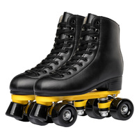 Meilleures ventes : Patins à roulettes quad à 4 roues en cuir noir, patins de patinoire professionnels pour adultes