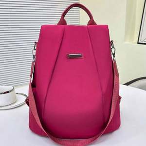 Sac à dos souple grande capacité pour femme, sac à bandoulière décontracté en toile de couleur unie - Noir Kaki, sac de voyage et d'école polyvalent - Product Image 1