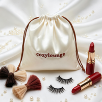 Sacs de rangement de luxe en satin pour perruques, pochettes personnalisées en soie avec cordon de serrage, emballage anti-poussière pour extensions de cheveux humains vierges