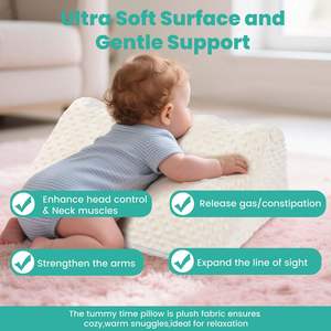 Baby Tummy Time Prop para el crecimiento de la fuerza del cuello y los hombros, soporte de guardería de espuma viscoelástica para bebés, cubierta extraíble lavable - Product Image 5