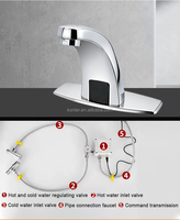 Grifo Mezclador Monomando Automático de Lujo Moderno de Plástico y Aleación de Acero con Sensor Táctil para Lavabo de Baño de Hotel