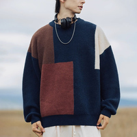 Herren Retro Pullover Winter-Sweater Hochwertig Gestrickter Kaschmir Langarm mit Fell-Fleece Locker Sitzend Designer Übergröße