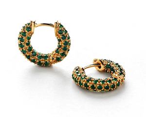 2025 exquisita joyería de moda para mujer Plata de Ley 925 18K chapado en oro Sessan Esmeralda circón aros pendientes - Product Image 1