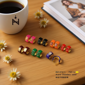 Orecchini pendenti in acciaio inossidabile con strass, orecchini alla moda per donna, gioielli da festa, placcati in oro, stile trendy. - Product Image 3