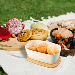 Contenedor de pan de fibra de bambú de estilo moderno con tapa reutilizable Caja de almacenamiento de cocina elegante para ocasiones de fiesta - Product Image 3