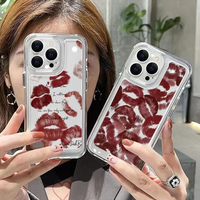 Étuis de téléphone pour hommes et femmes tendance pour Iphone7 8PLUS XS MAX XR 15 PRO MAX Objectif de précision Lèvres rouges sexy Étui de téléphone transparent