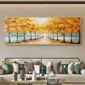 Khung tường nghệ thuật Vàng cây cảnh quan trên vải sơn acrylic trừu tượng bức tranh gốc Thêm lớn tường hình ảnh - Product Image 2