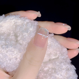 Xiaohongshu vente chaude ongles portables mi-longueur perle scintillante conseils de blanchiment gros ongles autocollants gelée colle - Product Image 2