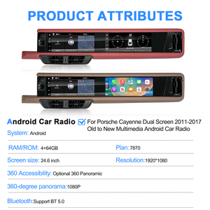 Radio para coche NaviHua de 12.3'' con pantalla dual, Carplay, navegación, kits de actualización de entretenimiento Android para Porsche Cayenne 2011-2017 - Product Image 1