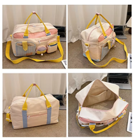 Produsen Tas Gym Blok Warna OEM ODM Kapasitas Besar Multi Kantong Tas Duffel Perjalanan Tahan Air Tali Bahu Dapat Disesuaikan