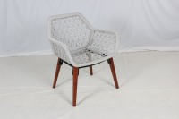 Chaise de jardin moderne en teck avec pieds en bois et corde tressée grise pour restaurant extérieur