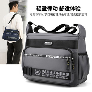Men's Crossbody Bag Large Capacity Oxford Cloth Black Gray Dark Blue Military Green 31x24x12cm Everyday Outfits Casual Commuting - Product Image 4