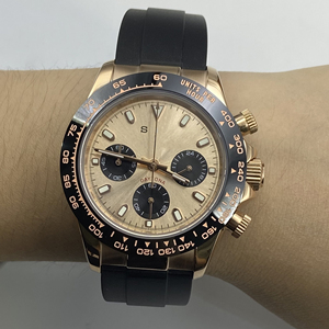 Montre sport à quartz pour homme, chronographe étanche avec boîtier en acier inoxydable et bracelet en caoutchouc, mouvement VK63 - Product Image 3