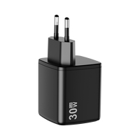Pengisi daya ponsel 30W PD GaN, dengan kabel yang dapat ditarik colokan EU OTP & OVP proteksi pengisi daya telepon PD 3.0
