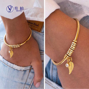 Dropshipping Shopify POD Product 12 Colors Birthstone Bangle Engraved Name Zodiac Adjustable Bracelet Personalized <b>Gift</b> - Product Image 4