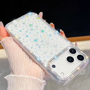 เคสใสประกายกลิตเตอร์สำหรับ iPhone 17 Air พร้อมที่จับวงแหวนสำหรับ Apple 16 และ 15  ตกแต่งเพชร ป้องกันการตกกระแทก - Product Image 4