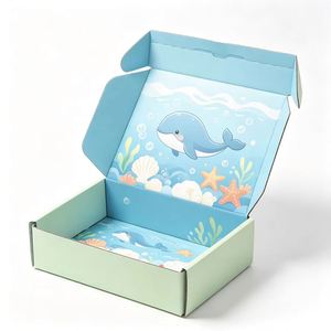 Caja de Cartón Corrugado Kraft Autoensamblable con Tema Oceánico de Ballenas, Impresión a Cuatro Colores, Estampado en Caliente UV para Uso en Manualidades y Regalos Personalizados - Product Image 1