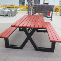 Banc de table en bois de jardin commercial extérieur personnalisé en usine ensemble extérieur rue publique Patio parc Table de pique-nique