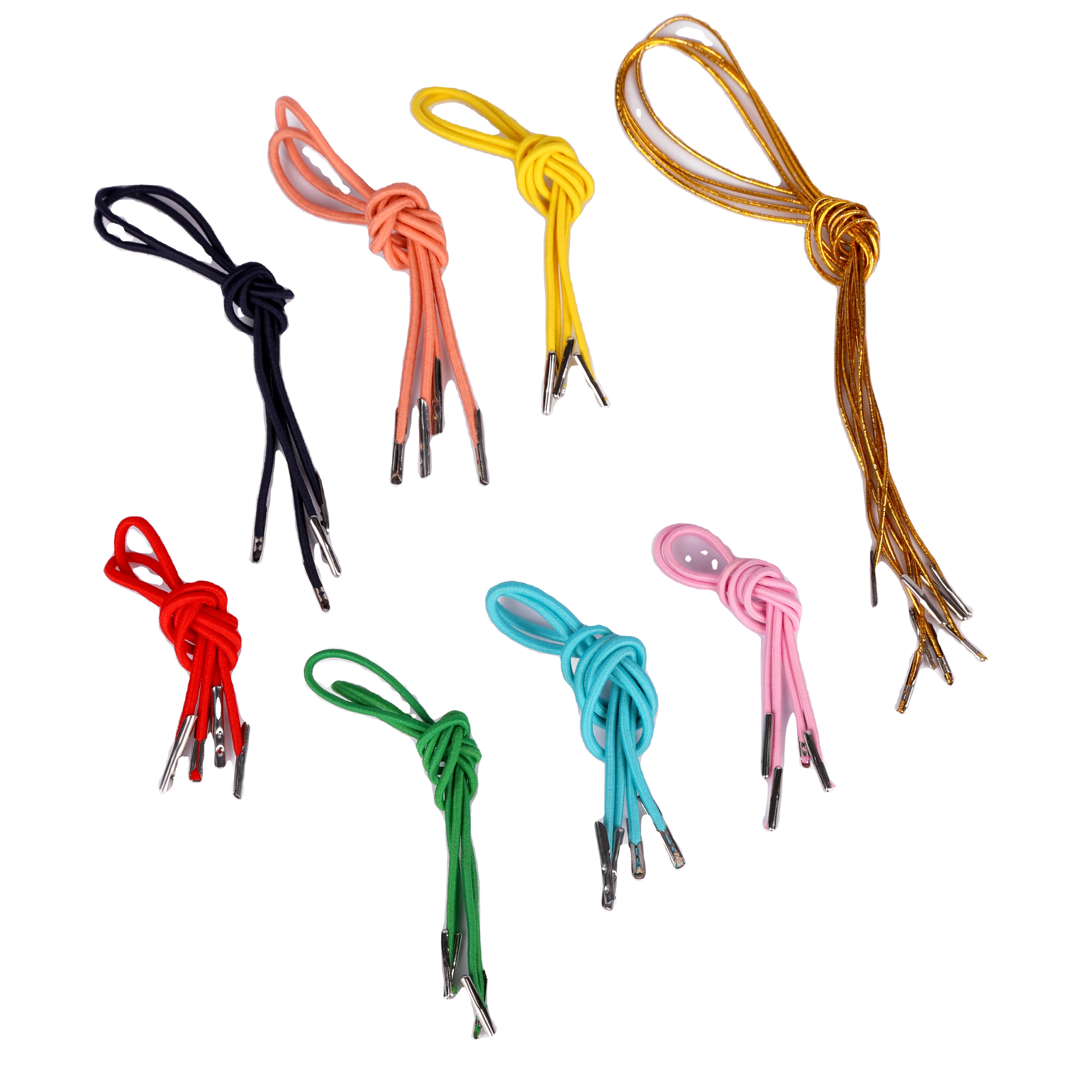 Factory Wholesale Customized Colored multiful Size Elastic Draw Cord With Tip For Garments Accessories Bags Shoelace