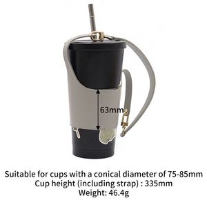Porte-bouteille d'eau avec sangle, sacoche en cuir PU, housse de protection pour tasse, pochette portable pour bouteille d'eau, housse pour tasse à café - Product Image 3
