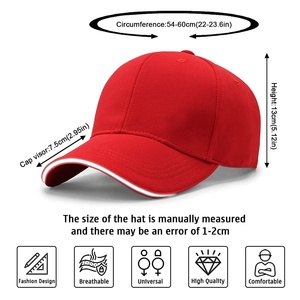หมวกเบสบอลทรงสปอร์ตสำหรับผู้ชาย รุ่น 716-Red ปักโลโก้ได้ตามต้องการ ผ้าฝ้าย 100% ทรง 5 ชิ้น ผ้าแคนวาส ปักลายเรียบ สีพื้น ปีกโค้ง - Product Image 5