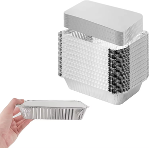200 + Kích thước thực phẩm dùng một lần lấy đi nhôm lá Chảo khay hình chữ nhật nhôm lá mỏng container với nắp - Product Image 1