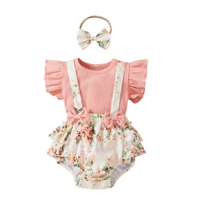 Tienda en Línea China: Conjuntos de Ropa para Bebés, Trajes de Princesa con Estampado Floral Pastel, Vestidos Romper para Niñas Pequeñas - Product Image 1
