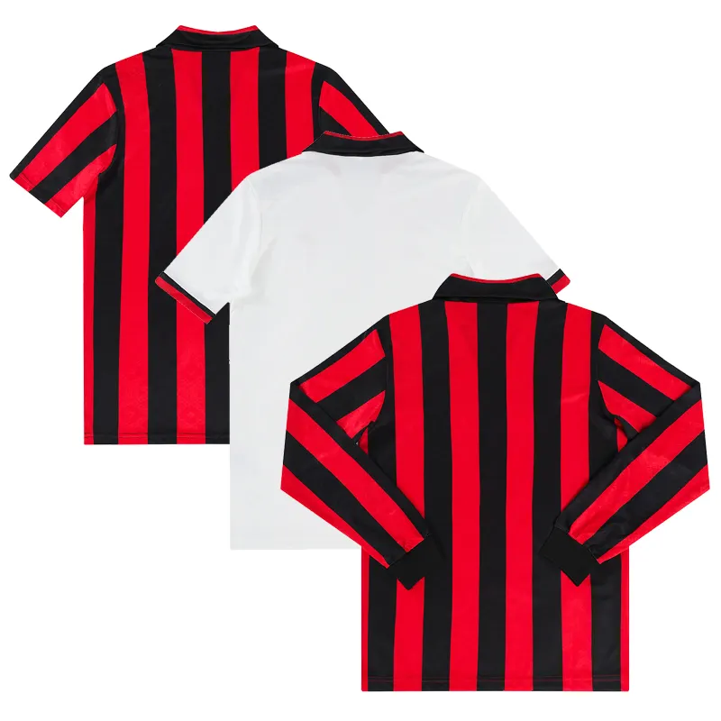 AC Milan fãs retro versão da camisa tailandesa versão clássica da camisa de manga comprida terno de futebol personalizado homens