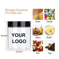 Pot Cosmétique en Plastique PET Ambré Noir 100ml 150ml 200ml 250ml 300ml avec Couvercle Blanc Noir pour Emballage Alimentaire et Cosmétique en Gros