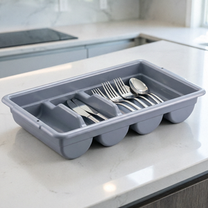Plateau à couverts en plastique incassable à 4 compartiments pour chariot de service, idéal pour la restauration commerciale - Product Image 1