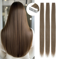 Paquete de 20 Extensiones de Cabello con Cinta Adhesiva Invisible de 26 Pulgadas, Cabello Lacio Rizado, Fibra de Alta Temperatura, Fácil Aplicación para Mujeres