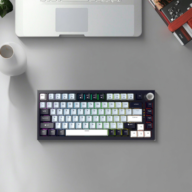80% Mechanical Wired Mini Gaming Keyboard Hot Swap with Knob Anti-Ghosting Popular Color Combination for Gamers