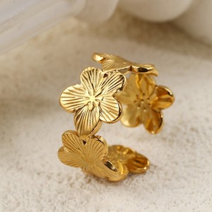 Popular Stainless Steel Leaf <b>Rings</b> Europe Women's Personalized Simplicity Style Real Gold Electroplated <b>Opening</b> Adjustable <b>Ring</b> - Product Image 5