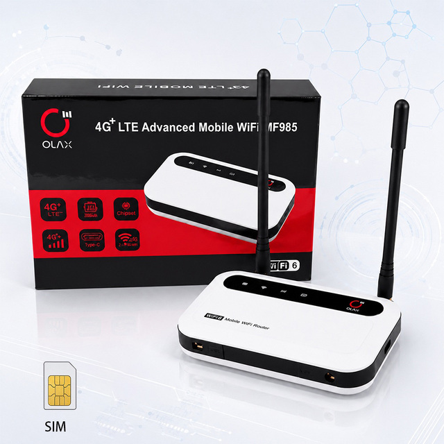 OLAX MF985 Wireless Router 4G LTE Wifi6 Router with 3000mah Battery Unlocked Esim/Vsim Support Customization 150mbps Router 4G