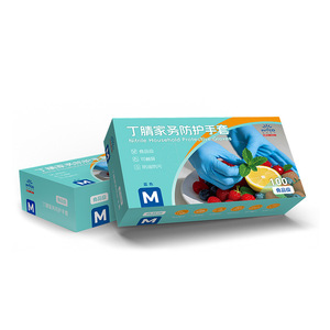 Intco Nitrile Household Protective <b>Gloves</b> M Blue Food Grade 100 Pcs Disposable For Cleaning And Food Handling - Product Image 1