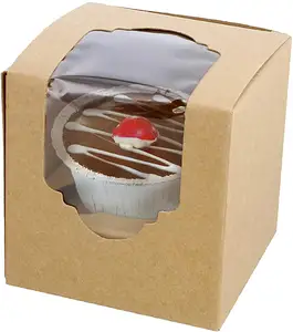 Custom singolo torta a tazza trasparente di più dimensioni di alta qualità per imballaggio in carta trasparente scatole per Cupcake
