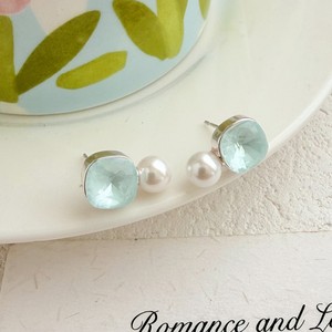 Boucles d'oreilles pendantes en perles pour femmes, cristal aqua, plaqué or blanc 18 carats, tige en argent 925, serti clos, bijoux de mode estivaux - Product Image 1
