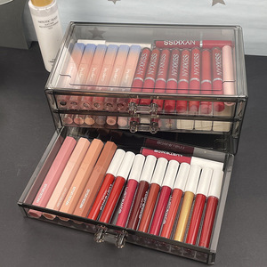 Acrylic Cosmetic Storage <b>Box</b> With Drawers Dustproof <b>Makeup</b> Organizer For Lipstick Lip Gloss Eyeshadow Desktop Display Case - Product Image 3