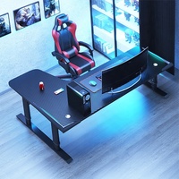 Bureau d'angle debout en forme de L chaise et table de jeu sur ordinateur