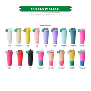 24oz Niedlicher doppelwandiger Plastikbecher, Farbverlauf-Plastik-Trinkbecher, 24 oz Eiskaffeebecher, Regenbogen-Tumbler mit Tumbler-Zubehör Schleife - Product Image 3