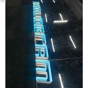 Lettres de miroir infinies 3D personnalisées en LED, enseignes de bureau, enseignes publicitaires, acrylique lumineux avec rail arrière, étanche IP65 - Product Image 3