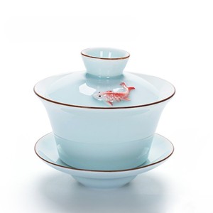 Bambus Celadon coperchio ciotola <span class=keywords><strong>Kung</strong></span> <span class=keywords><strong>fu</strong></span> tè Gaiwan ceramica pesce tre tazze ciotola da tè produttori all'ingrosso per il tè - Product Image 1