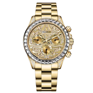 NAMOON Montre chronographe de luxe pour homme en acier inoxydable, boîtier rond de 42 mm, mouvement à quartz avec verre saphir, bracelet de 20 mm - Product Image 3