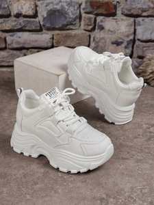 Women's Platform Thick <b>Soled</b> Casual Sneakers Simple Stylish Daily Wear Chunky Walking Shoes - Product Image 3